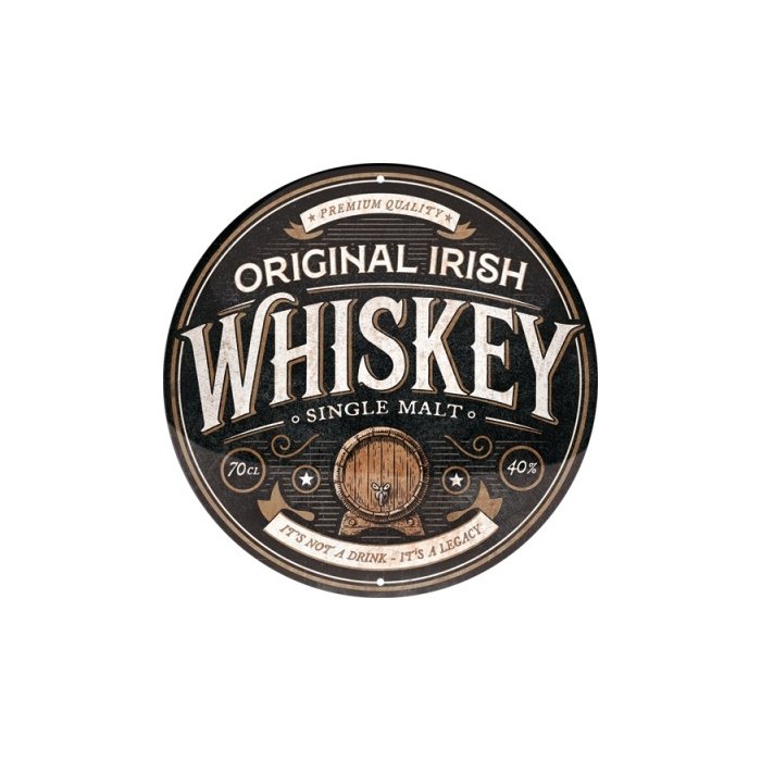 Metallplaat ümmargune Original Irish Whiskey