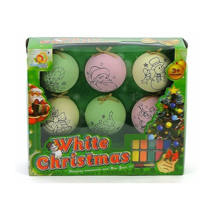 Jõulupallid riputusaasaga + värvid / 6tk