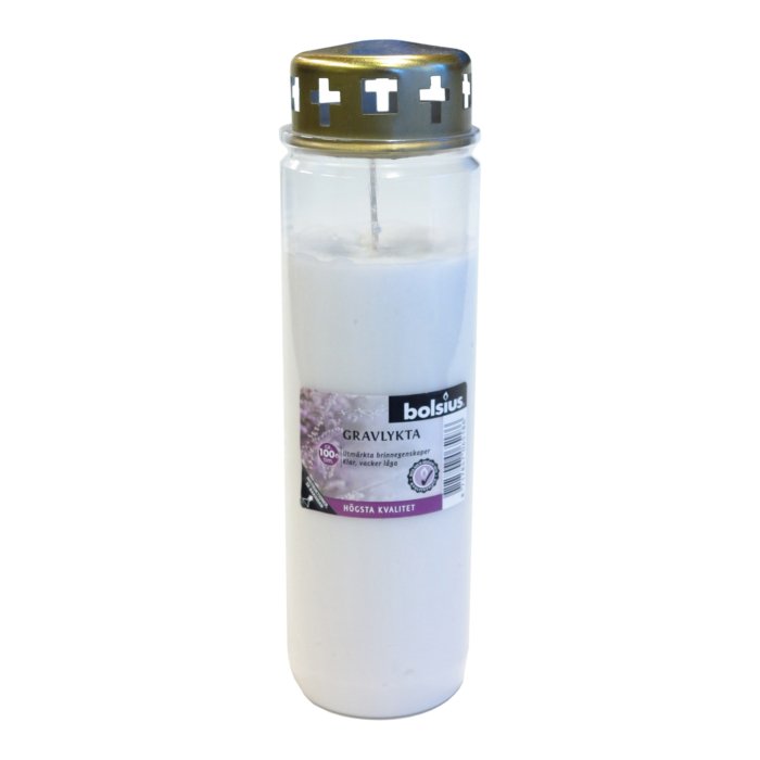 Могильная свеча с крышкой Bolsius / 130x65 mm / белая