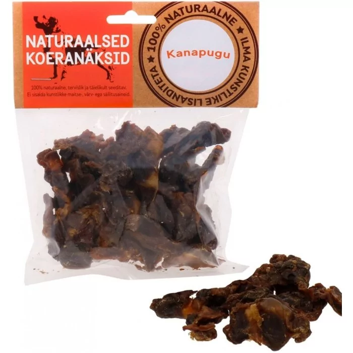 Kana lihasmagu / pugu - naturaalsed koeranäksid, kuivatatud koeramaius / 200g