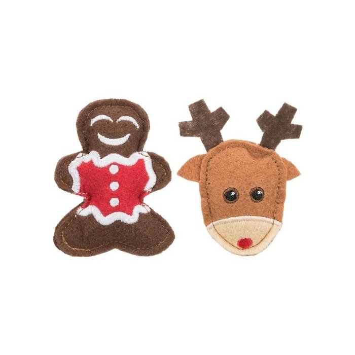 Kassi mänguasi Xmas põder ja piparkook, vilt, 8 cm, 2 tk.