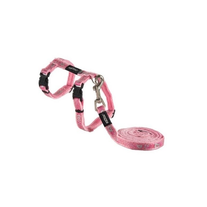 Traksid ja jalutusrihm kassile Sparklecat Pink 1,8m/24-40cm