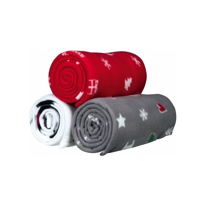 Koera tekk Yuki Xmas fliis, 100 × 150 cm, punane, hall, valge
