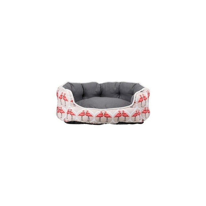 Koera voodi Flamingo 80x65cm roosa/hall/kreem