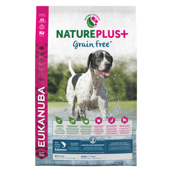 Eukanuba NaturePlus+ Grain Free Adult - värskelt külmutatud lõhega / 10 kg