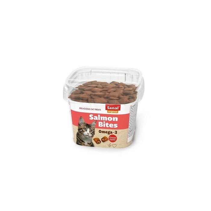 Krõbedad padjakesed kassidele lõhega Sanal Salmon Bites / 75g