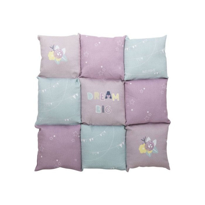 Lamamismatt Patchwork Junior 60 × 60 cm, hele lilla/münt/roosa