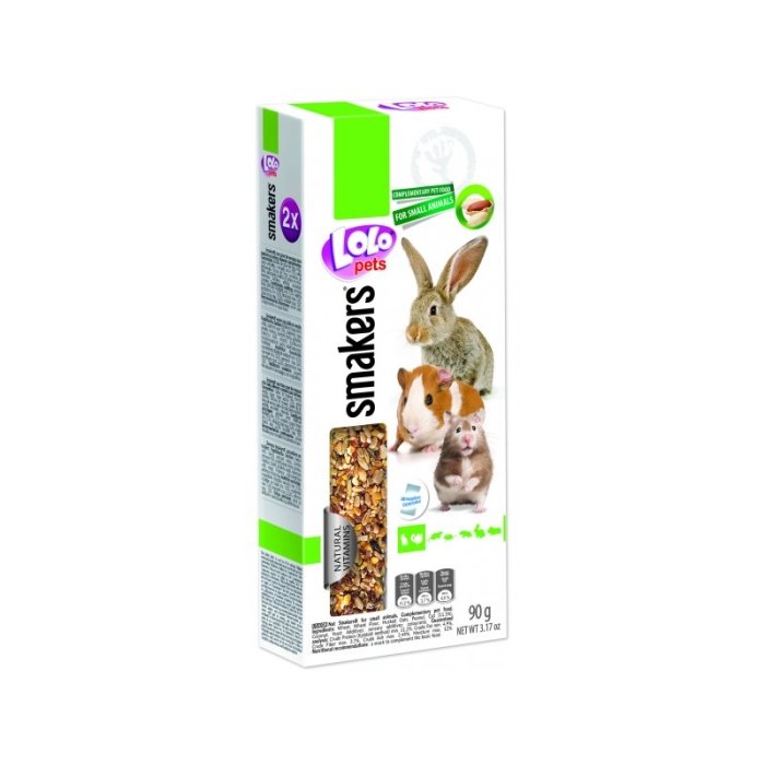 LoloPets Smakers täiendsööt (maiusepulgad) närilistele ja küülikutele pähklitega 2 tk / 90 g