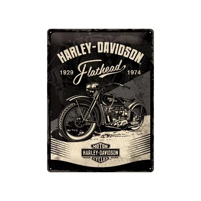 Metallplaat 30x40cm / Harley-Davidson - Flathead Black