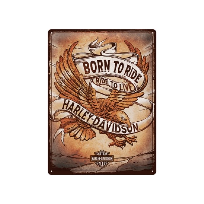 Metallplaat 30x40cm / Harley Davidson - Born to Ride Eagle