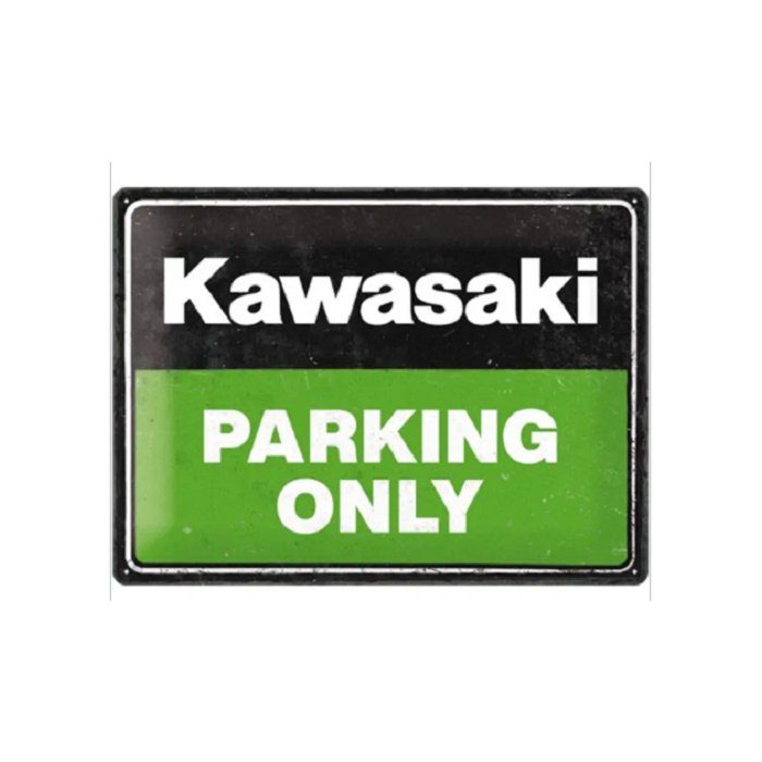 Metallplaat 30x40cm / Kawasaki - Parking Only Green