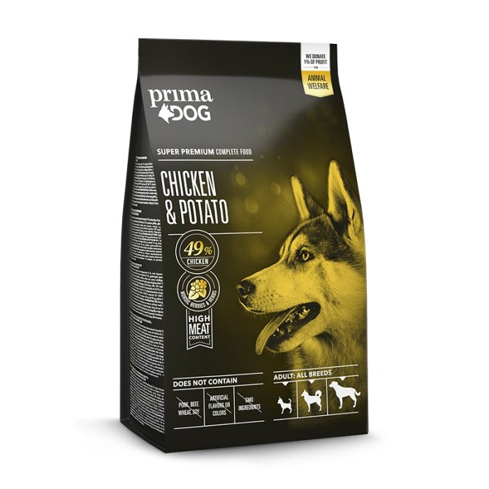 PrimaDog täistoit kana-kartuli kõikidele täiskasvanud koertele 10kg