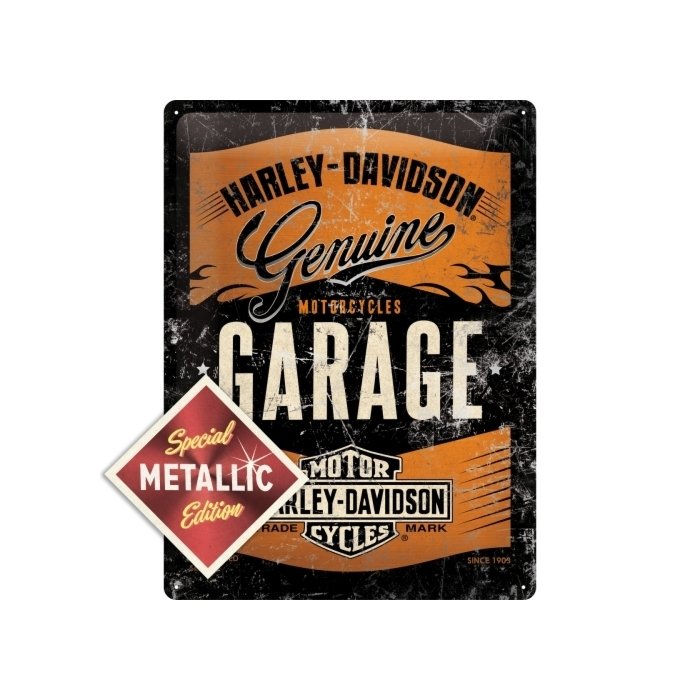 Metallplaat 30x40cm / Harley-Davidson Garage Metallic