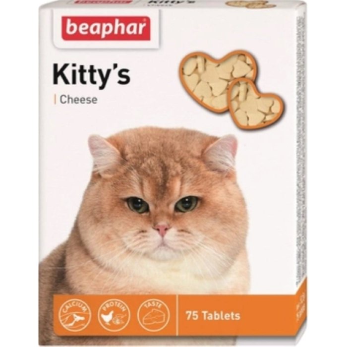 Beaphar Кормовая добавка Kitty's + Cheese для кошек, 75 тбл