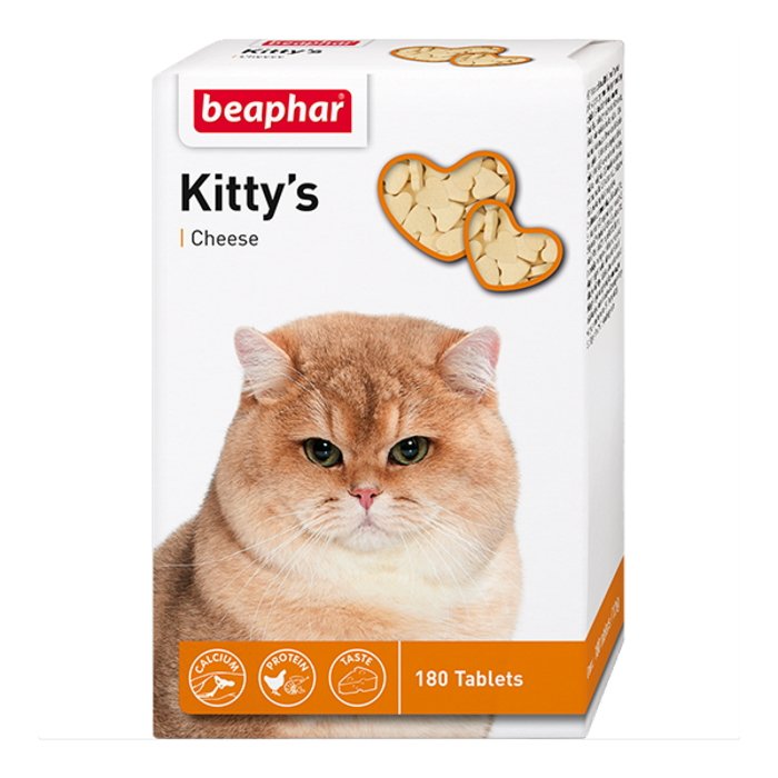 Beaphar Кормовая добавка Kitty's + Cheese для кошек, 180 тбл