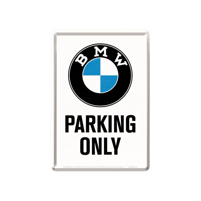 Postkaart metallist 10x14.5cm / BMW Parking Only