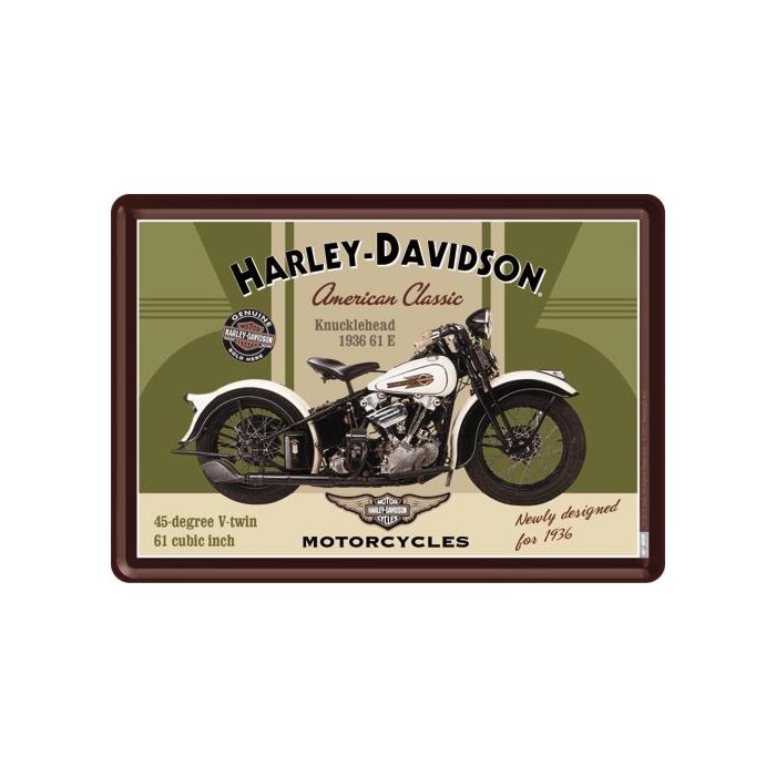 Postkaart metallist 10x14cm / Harley-Davidson Knucklehead