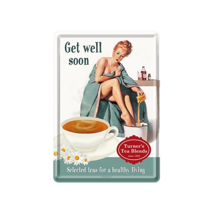 Postkaart metallist 10x14.5cm / Get well soon