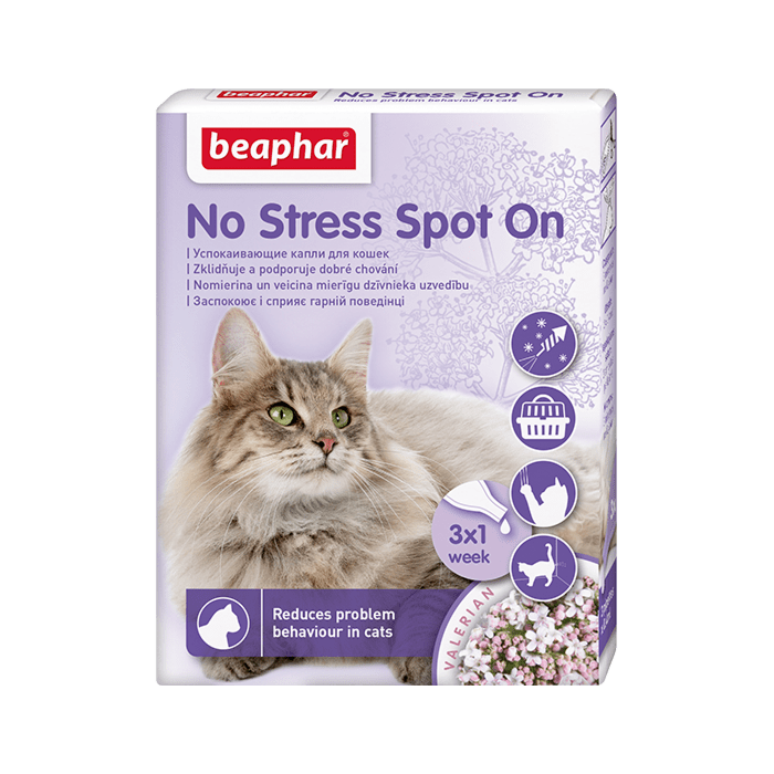 Beaphar No Stress Spot Cat pip N3 stressi ja rahutusevastased pipetid palderjaniga / kassile