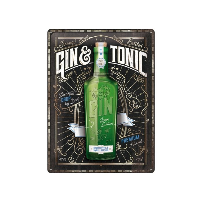 Metallplaat 30x40cm / Gin & Tonic Green Edition