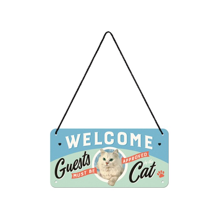 Metallplaat 10x20 cm / Welcome Guests must be approved Cat / LM