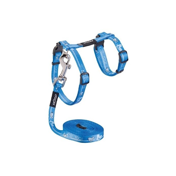 Traksid kassidele rihmaga Kiddycat Blue Hearts 24-40cm/1.8m